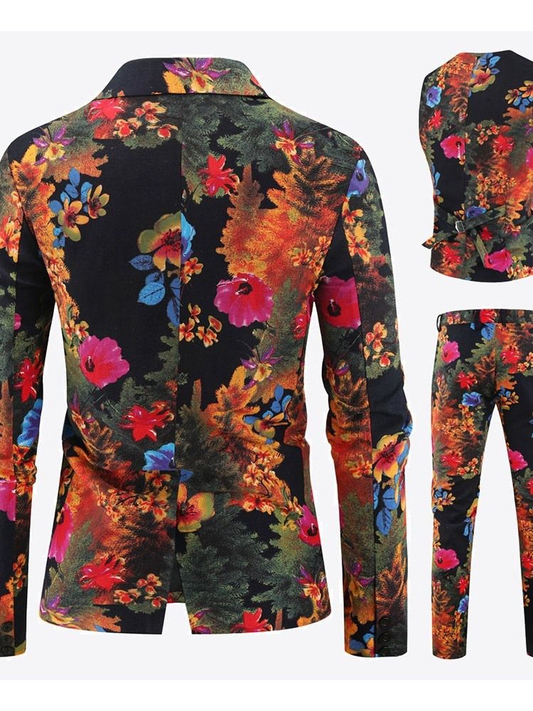 Terno Masculino Casual Floral De Um Botão