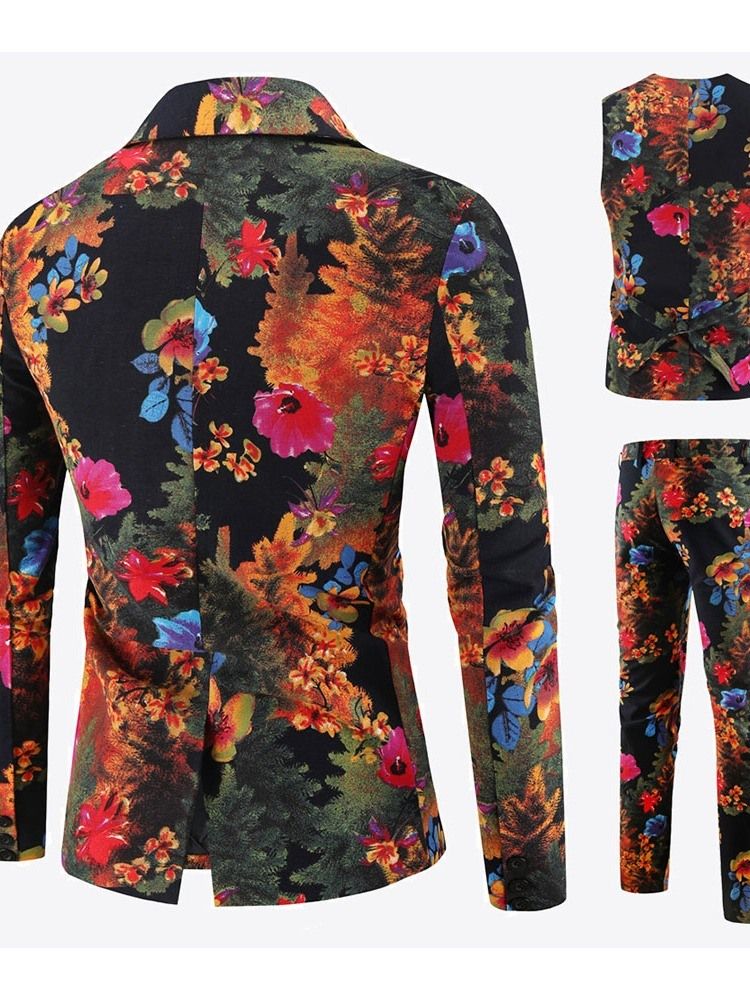 Terno Masculino Casual Floral De Um Botão