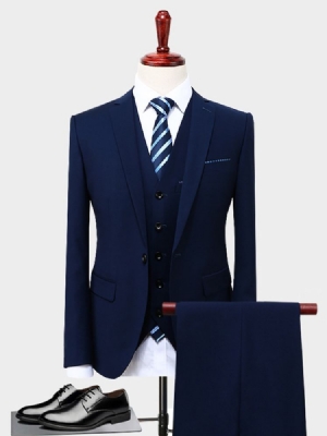 Terno Masculino Clássico Liso De 3 Peças Com Blazer Calças Colete