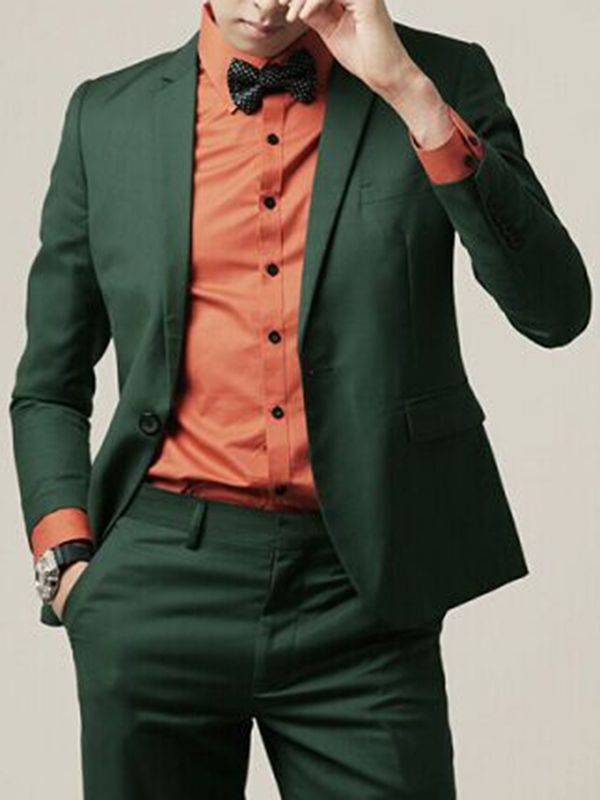 Terno Verde Liso Fino De Smoking Casual Masculino