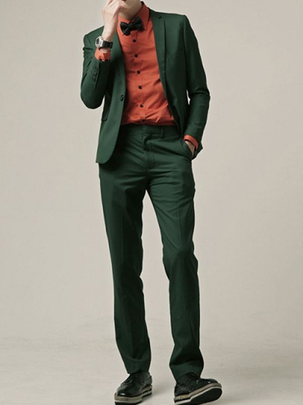 Terno Verde Liso Fino De Smoking Casual Masculino