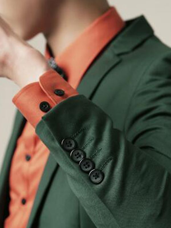 Terno Verde Liso Fino De Smoking Casual Masculino