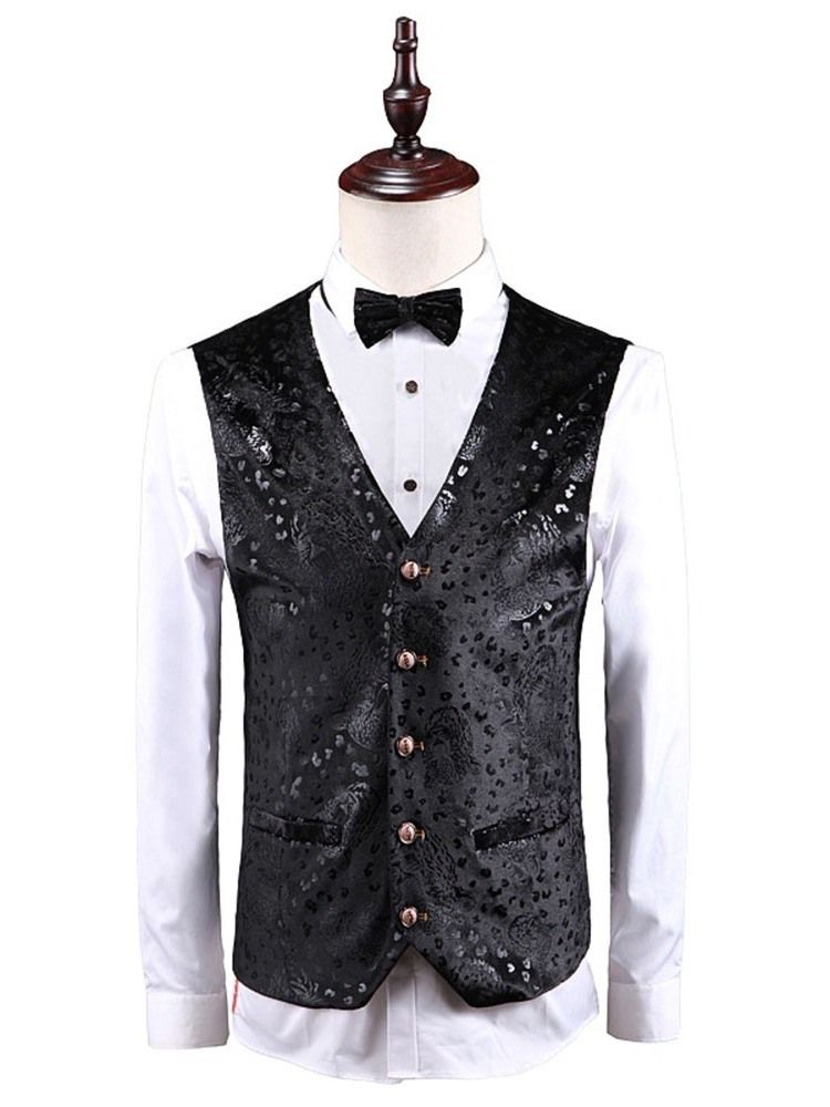 Terno Vestido Com Estampa Floral Single-breasted Masculino De 3 Peças