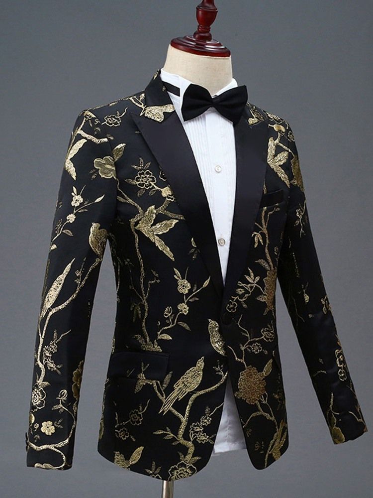 Terno Vestido De Festa Masculino Com Bordado Floral De Um Botão