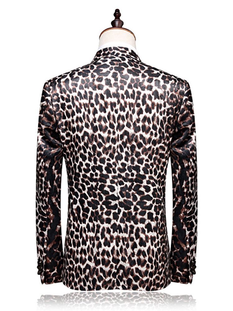 Ternos Blazer Masculino Com Estampa Leopardo Patchwork Slim Fit