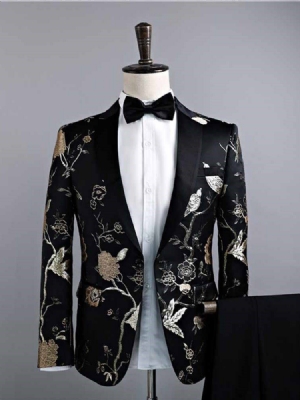 Ternos De Casamento Masculino Casual Com Estampa Floral Preta