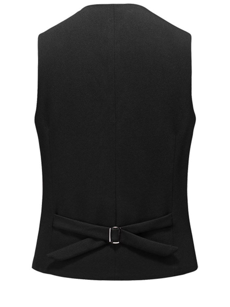 Vestido De Negócios Casual Preto Liso De Um Botão Com 3 Peças