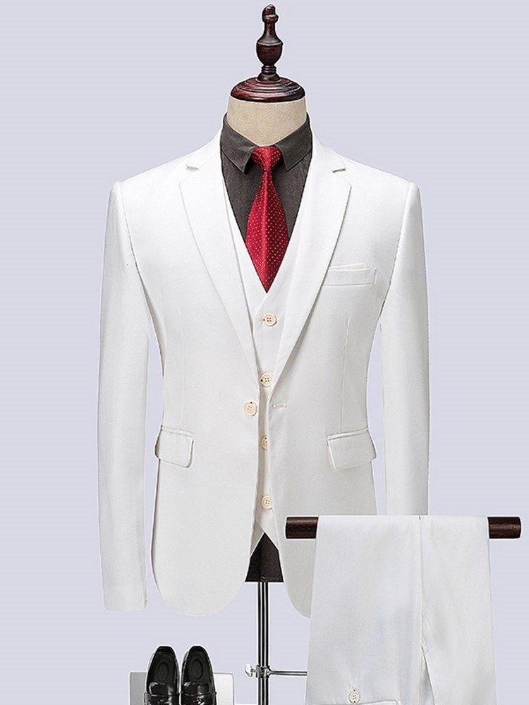 White Plain 3 Pieces Casais Masculinos