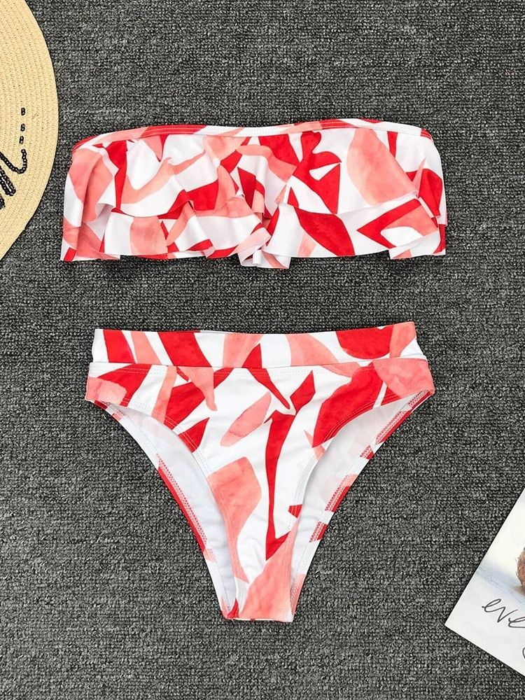 Fato De Banho Feminino Falbala Tankini Com Bloco De Cores