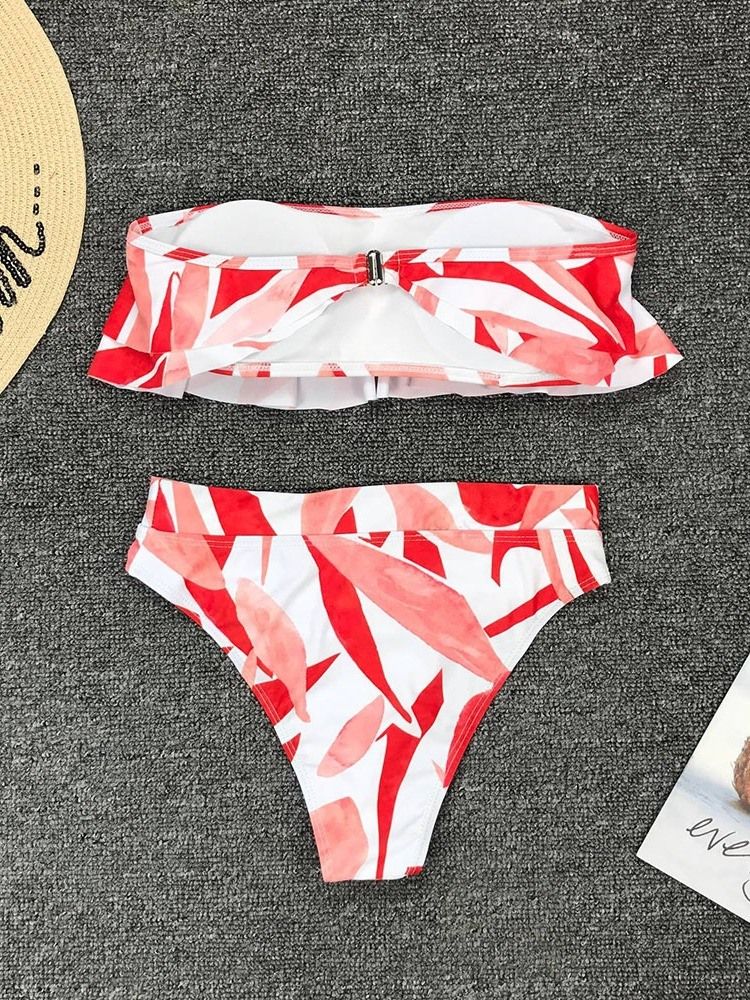 Fato De Banho Feminino Falbala Tankini Com Bloco De Cores