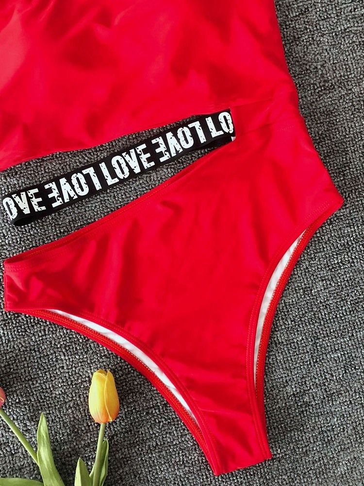 Roupa De Banho Sexy Feminina Com Impressão Em Letra De Uma Peça Colorida