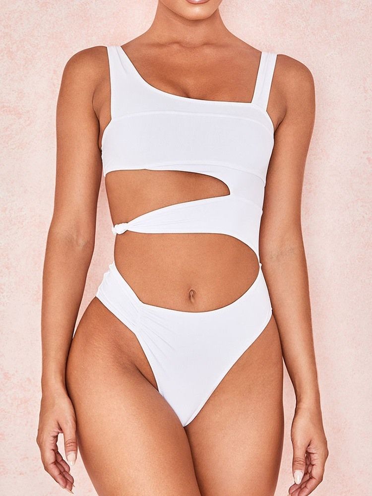 Traje De Banho Branco Sexy Oco Feminino