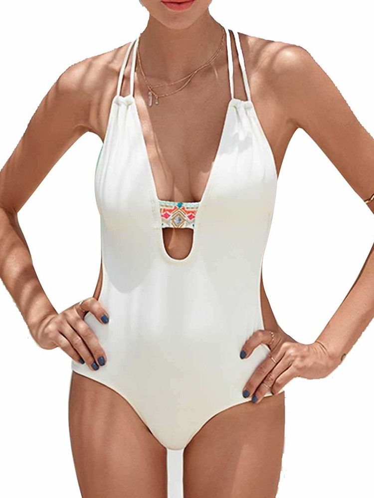 Traje De Banho Feminino Liso Sexy Monokini