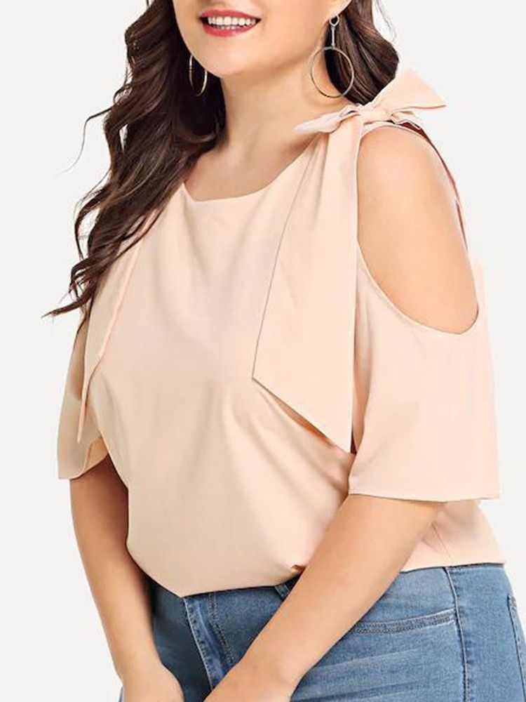 Blusa Lisa Feminina Com Decote Redondo E Meia Manga Padrão