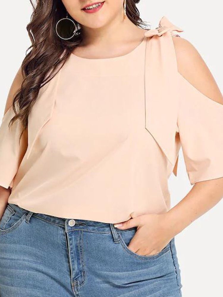 Blusa Lisa Feminina Com Decote Redondo E Meia Manga Padrão