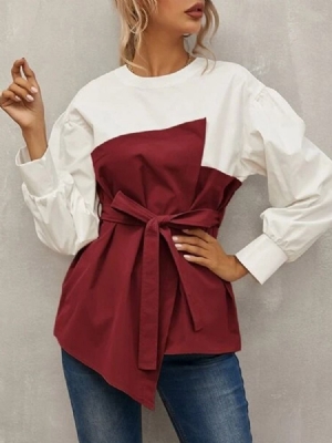 Lanterna Manga Simples Manga Longa Blusa Padrão Feminina