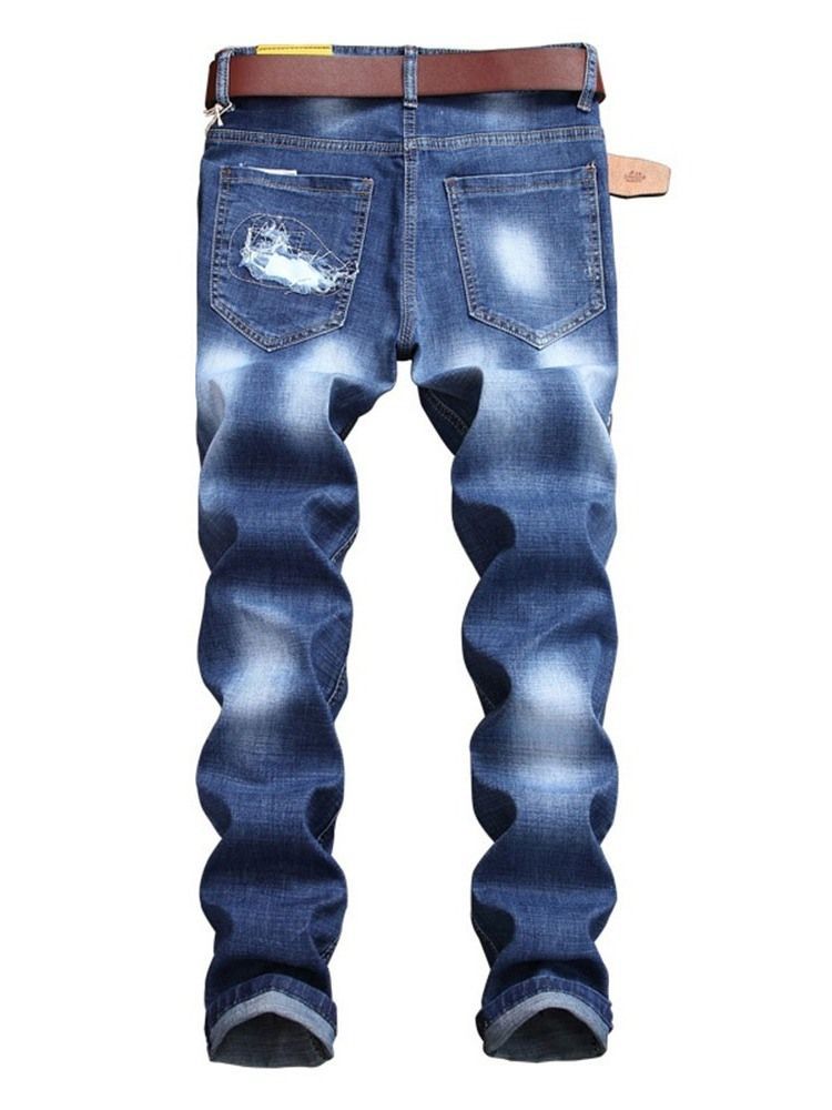 Apliques Masculinos Jeans Europeus Com Zíper Reto