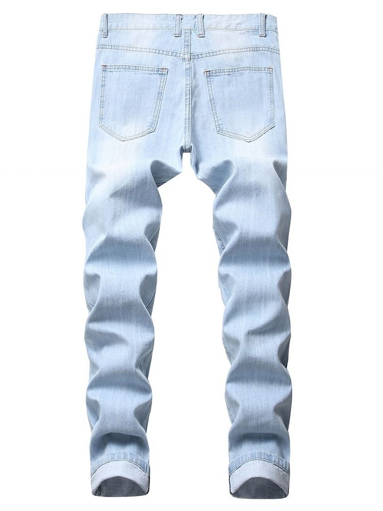 Button Color Block Masculino Jeans Cintura Média