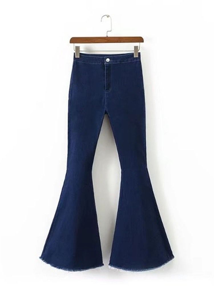 Calça Feminina Justa Fina Tipo Bellbottoms De Comprimento Total