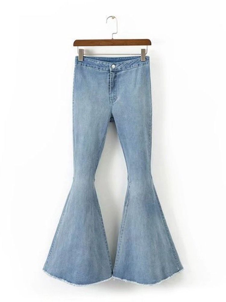 Calça Feminina Justa Fina Tipo Bellbottoms De Comprimento Total