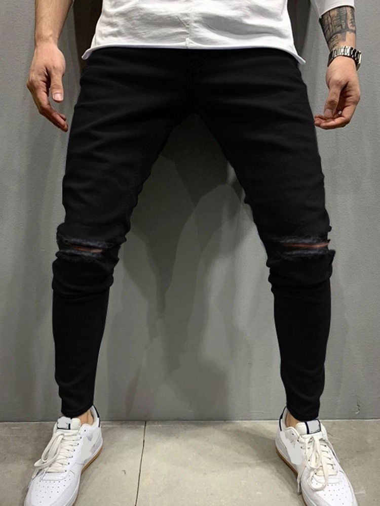 Calça Hole Pencil Jeans Casuais Masculinos