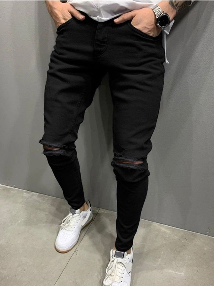 Calça Hole Pencil Jeans Casuais Masculinos