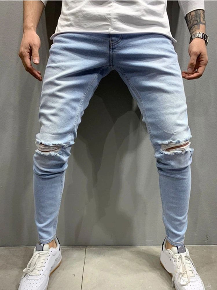 Calça Hole Pencil Jeans Casuais Masculinos