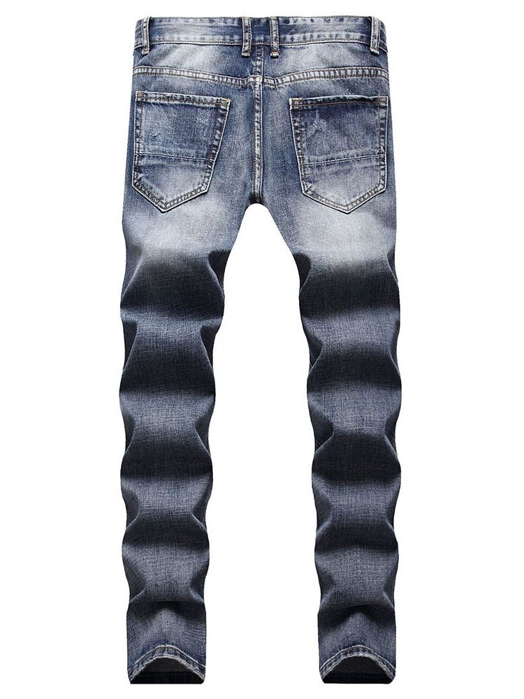 Calça Jeans Casual Masculina De Bolso Reto Com Zíper