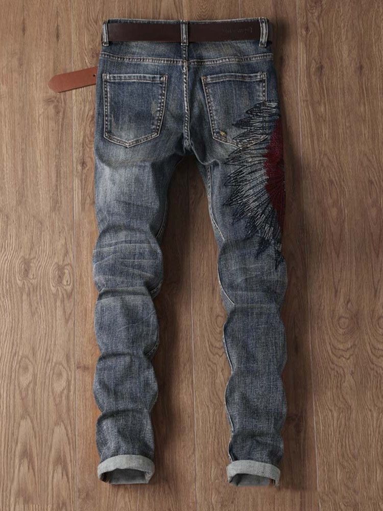 Calça Jeans Casual Masculina De Cintura Média