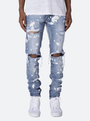 Calça Jeans Casual Masculina De Cintura Média Com Zíper