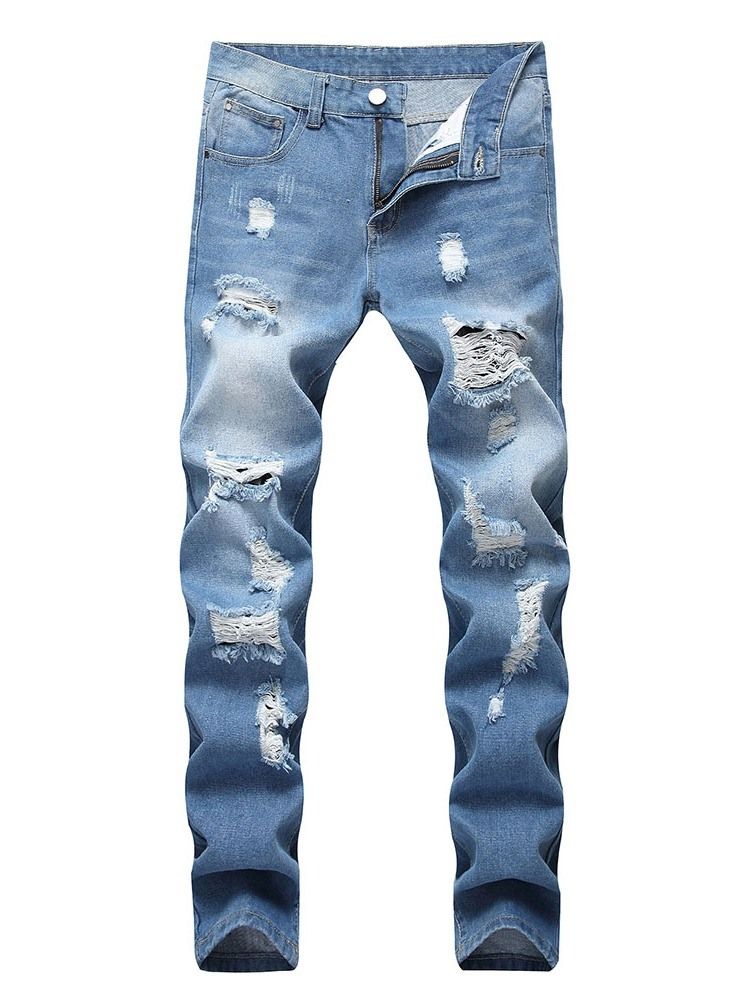 Calça Jeans Casual Masculina Com Zíper