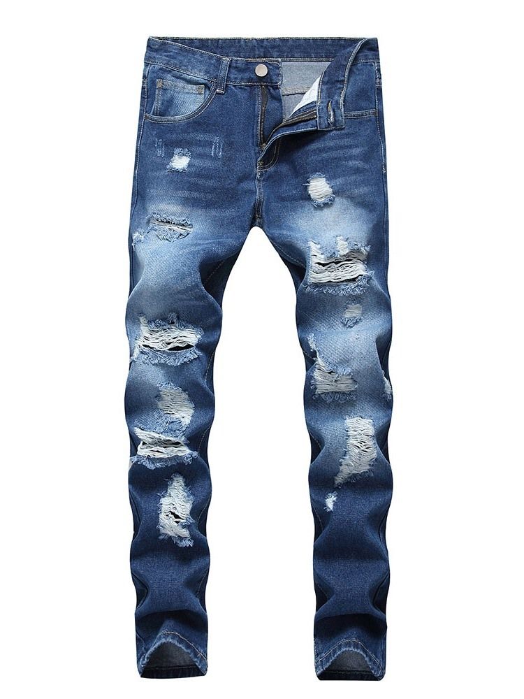 Calça Jeans Casual Masculina Com Zíper