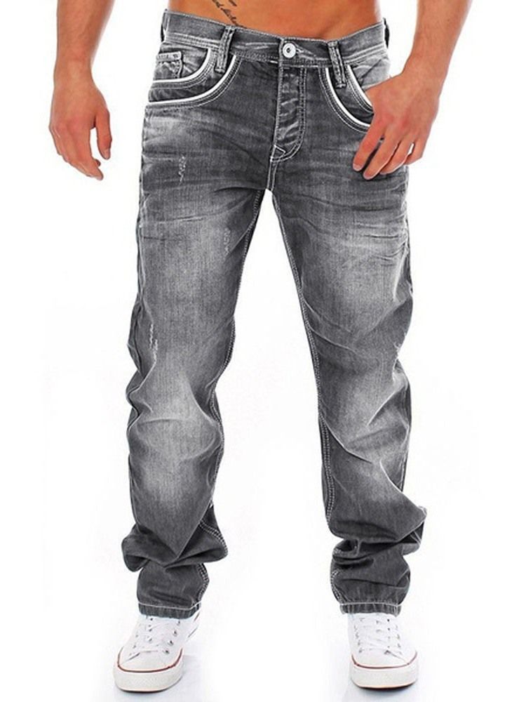 Calça Jeans Casual Masculina Com Zíper