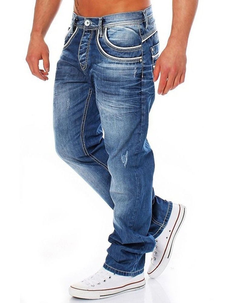 Calça Jeans Casual Masculina Com Zíper