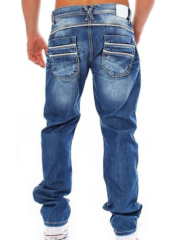 Calça Jeans Casual Masculina Com Zíper