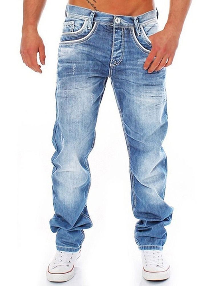 Calça Jeans Casual Masculina Com Zíper