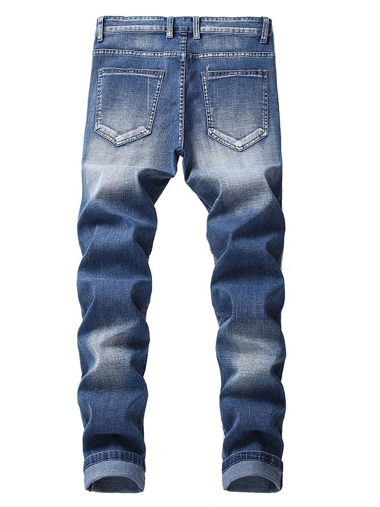 Calça Jeans Casual Masculina Com Zíper De Botão Fino