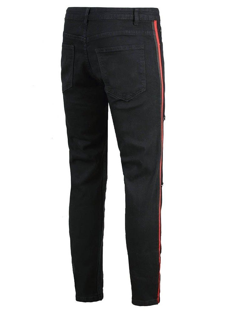 Calça Jeans Casual Masculina Com Zíper Reto