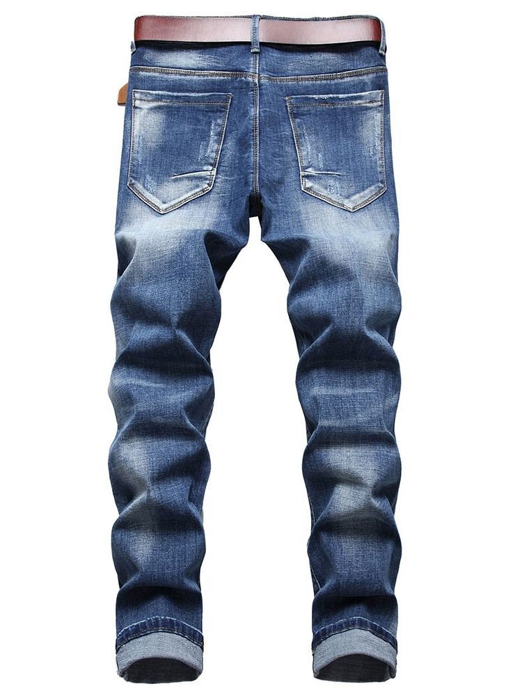 Calça Jeans Casual Masculina Com Zíper Simples