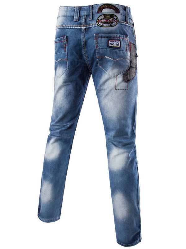 Calça Jeans Casual Masculina De Patchwork Estilo De Rua