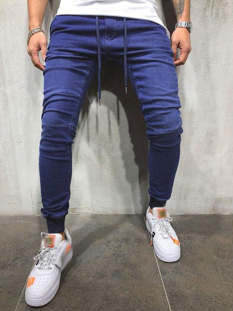 Calça Jeans Casual Masculina De Renda Lisa