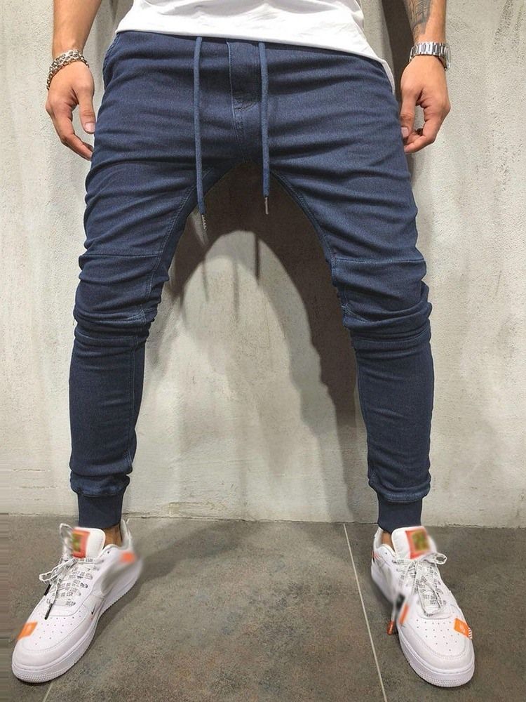 Calça Jeans Casual Masculina De Renda Lisa