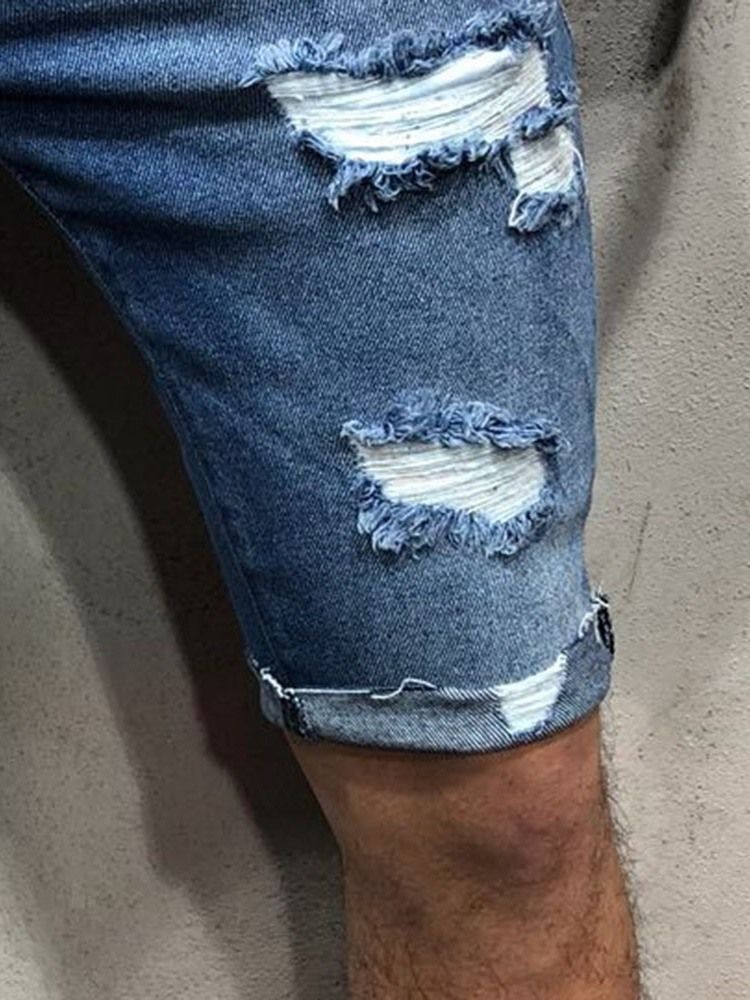 Calça Jeans De Cintura Média Masculina Com Zíper De Bolso