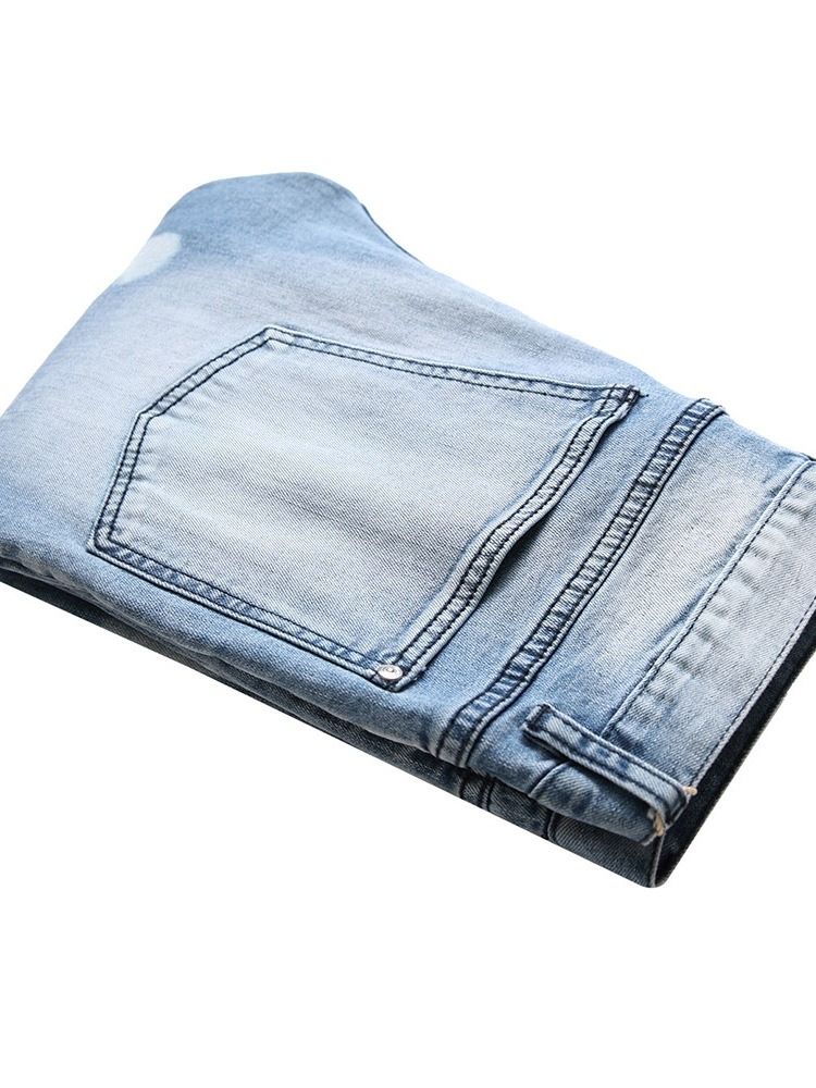 Calça Jeans De Cintura Média Masculina Com Zíper De Bolso Colorido