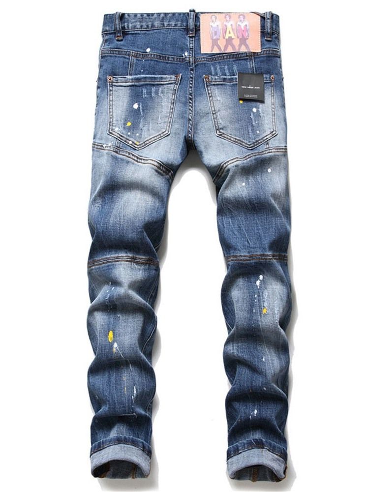 Calça Jeans De Cintura Média Masculina Masculina Reta