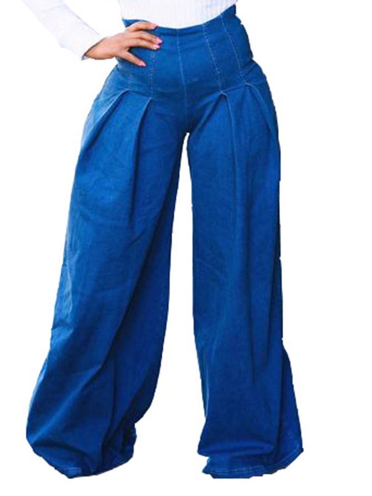 Calça Jeans Feminina Com Pernas Largas E Soltas