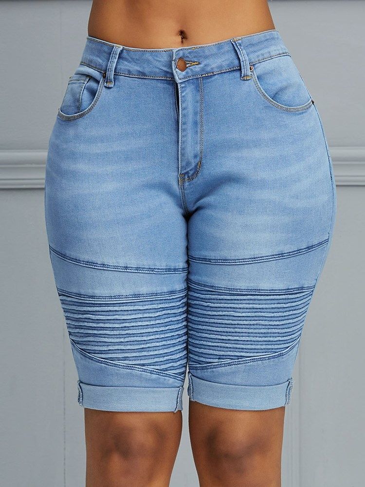 Calça Jeans Feminina Simples Magra Com Cintura Média