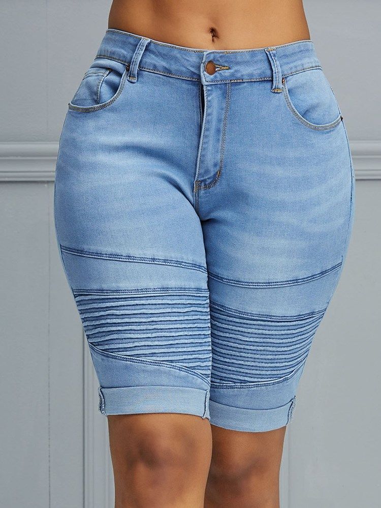 Calça Jeans Feminina Simples Magra Com Cintura Média