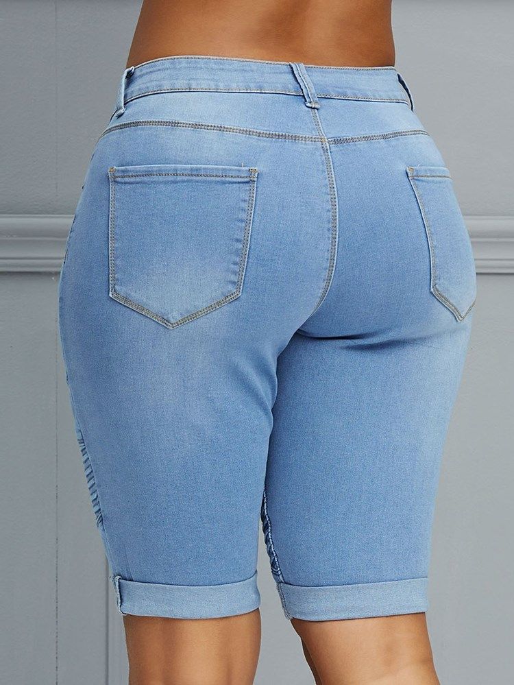 Calça Jeans Feminina Simples Magra Com Cintura Média