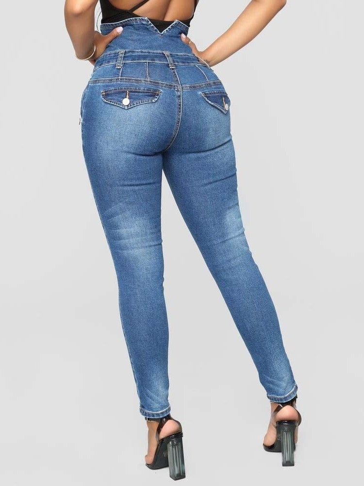 Calça Jeans Feminina Slim Com Cintura Alta